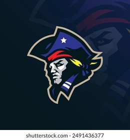 Patriot mascot logo design vector with modern illustration concept style for badge, emblem and t shirt printing. Patriot head illustration for sport and esport team.