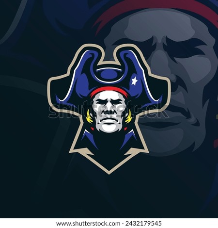 Patriot mascot logo design vector with modern illustration concept style for badge, emblem and t shirt printing. Patriot head illustration.