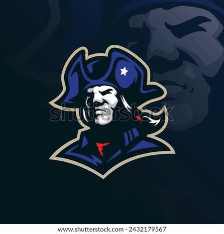 Patriot mascot logo design vector with modern illustration concept style for badge, emblem and t shirt printing. Patriot head illustration.
