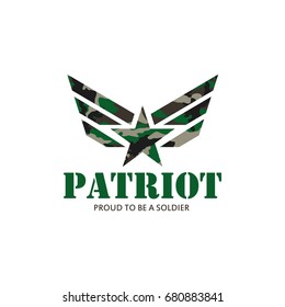 Patriot With Military Star Camouflage Modern Logo Vector Illustration