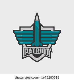 Patriot Missile Esport Logo Vector. Mascot Logo Gaming Design Illustration.