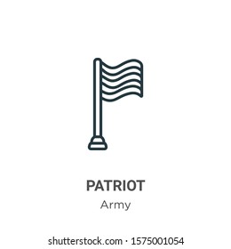 Patriot outline vector icon. Thin line black patriot icon, flat vector simple element illustration from editable army concept isolated on white background