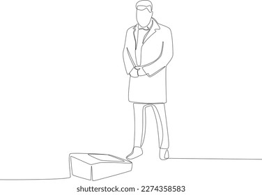 A patriot pays his last respect to his superiors  One line drawing