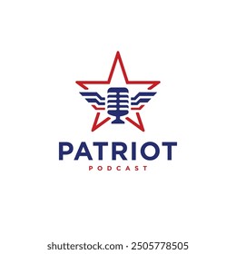 patriot podcast logo design vector set. logo template