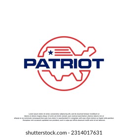 Patriot proud label stamp, American flag and map.  United States of America patriotic emblems vector