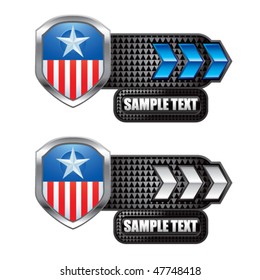 patriot shield blue and white arrow nameplates