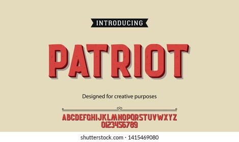 Patriot typeface.For labels and different type designs orjinal