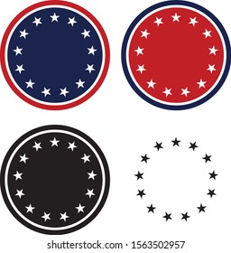 Patriotic 13 Stars Circle Set Isolated Vector Illustration