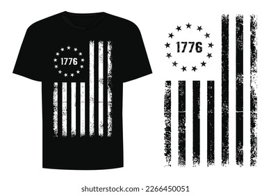 Patriotic 1776 Flag T Shirt Design