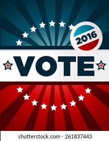 Patriotic 2016 voting poster with banner and button