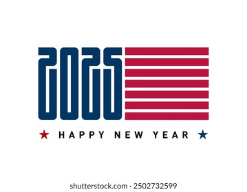 Patriotic 2025: Stars and Stripes Celebration! Ring in the New Year with American pride. This bold design captures unity and hope. Perfect for national events, campaigns, and festive decor.