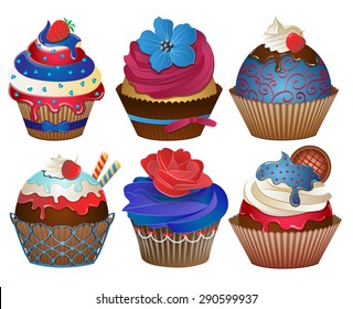 Patriotic 4th of July Cupcake Set Vector