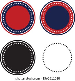 Patriotic 50 Stars Circle Set Isolated Vector Illustration