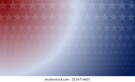 Patriotic abstract background with gradient red, white, and blue colors and subtle star patterns. Perfect for American-themed projects, events, or political campaigns.