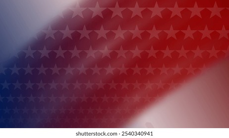 Patriotic abstract background with stars in red, white, and blue gradient, ideal for American-themed designs, patriotic events, or holiday projects.