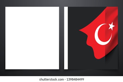 Patriotic achievement certificate with Turkey flag, various paper color set, luxury elegant gold style