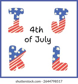 Patriotic Alphabet A–Z Clipart Set | Red White Blue Letters for 4th of July