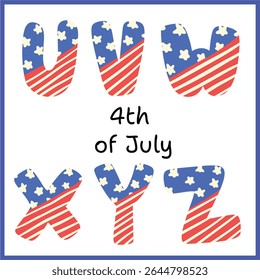 Patriotic Alphabet A–Z Clipart Set | Red White Blue Letters for 4th of July