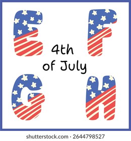 Patriotic Alphabet A–Z Clipart Set | Red White Blue Letters for 4th of July