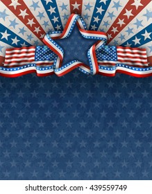 Patriotic american background for fourth of july, with american flags and star, EPS 10, contains transparency.