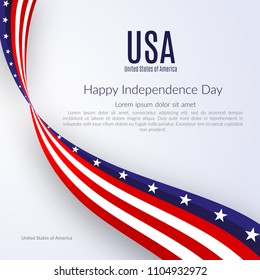 Patriotic American background with text Happy Independence Day USA Background with the ribbon of the American flag on Independence Day Patriotic American theme with the flag on Independence Day Vector