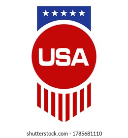 patriotic American badges Red and blue Stars and Stripes USA badge Independence day emblem and labels with flag
