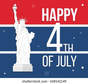 Patriotic american democratic holiday. National independence day on 4th of July, USA traditional day. Freedom celebration card