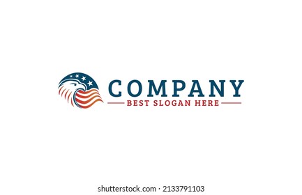 Patriotic American Eagle Head In White Isolated Background