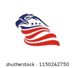 Patriotic American Eagle And Star Logo In Isolated White Background