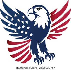 Patriotic American Eagle with Stars and Stripes Wings – Bold Symbol of Freedom and National Pride.