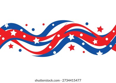 Elementos de diseño electorales patrióticos estadounidenses, Streamers ondulados rojos, blancos y azules
