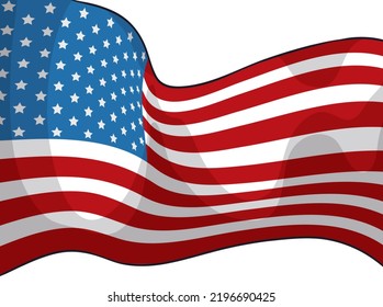 Patriotic American Flag Cartoon Style Outlines Stock Vector (Royalty ...