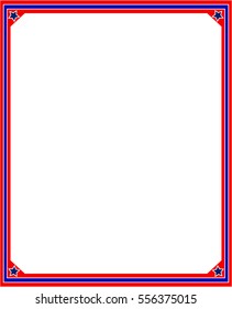 Patriotic American Frame In Red And Blue Colors Of The US Flag