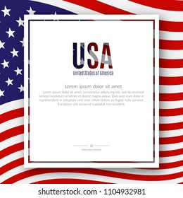 Patriotic American poster with text USA the background of the American flag pattern Poster for Independence Day President's Day Memorial Day Elections Patriotic concept on Independence Day Vector