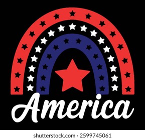 Patriotic American Rainbow with Stars – USA Independence Day Design