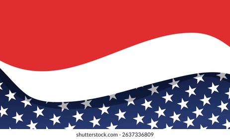 Patriotic American Stars in Bold Red White Blue Wave