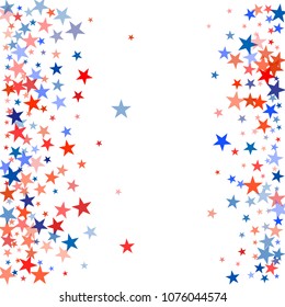 patriotic american stars confetti. USA Presidents day banner background.