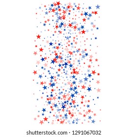 patriotic american stars confetti. USA Presidents day banner background. backdrop Vector Illustration, Blue and Red 4th of July Stars sparkles isolated on white. - Vector