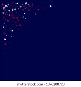 patriotic american stars confetti. USA Presidents day banner background. backdrop Vector Illustration, Blue and Red 4th of July Stars sparkles isolated on white. - Vector