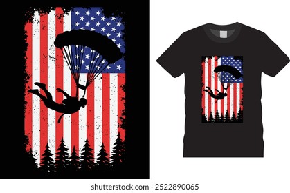 Patriotic American USA Flag, Skydiving t shirt design, 
Creative, typography, vector, Illustration, Skydiving t shirt design, ready  for print poster, banner, mug, shirt.  
