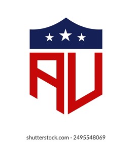 Patriotic AU Logo Design. Letter AU Patriotic American Logo Design for Political Campaign and any USA Event.