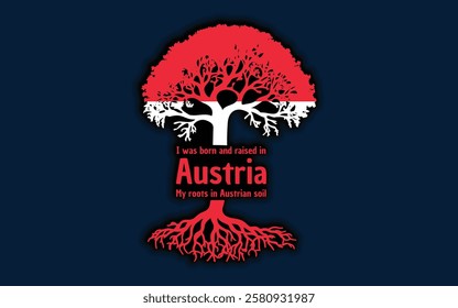 Patriotic Austrian tree design symbolizing deep roots and eternal connection to Austria. Perfect for prints, posters, or national pride projects!