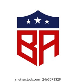 Patriotic BA Logo Design. Letter BA Patriotic American Logo Design for Political Campaign and any USA Event.