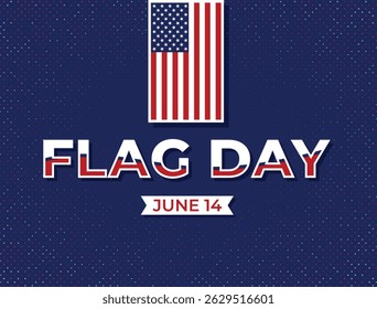 Patriotic background design for USA Flag Day, featuring a bold vertical American flag celebratory text and a star-filled pattern. Perfect for June 14 events national pride and American-themed projects