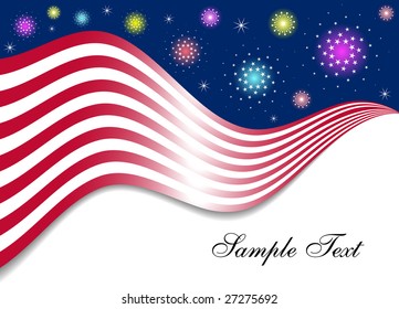 Patriotic Background with Fireworks (Vector)