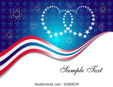 Patriotic Background with Interlocked Hearts of Stars