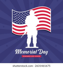 Patriotic background for memorial day 2025 remember and honor. Vector