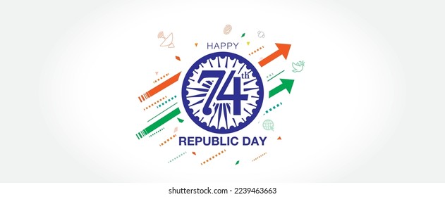 Patriotic Background of Republic day India. Happy Republic day with 74 years of independence and anniversary celebration concept.