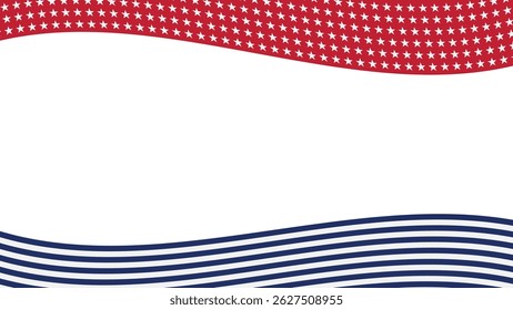 patriotic background with stars Background Design Featuring Red, White, and Blue Waves With Stars