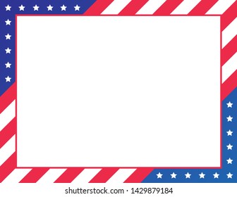 Patriotic Background, Stars and Stripes Background, Memorial Day Banner, USA Border, Veteran's Day Background, Stripes Border, Stars Border, Independence Day Holiday Vector Illustration Background